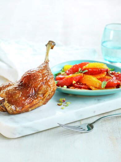 Andeconfit med sitrussalat