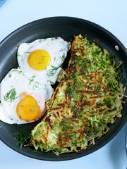 Potet og squashrøsti med egg
