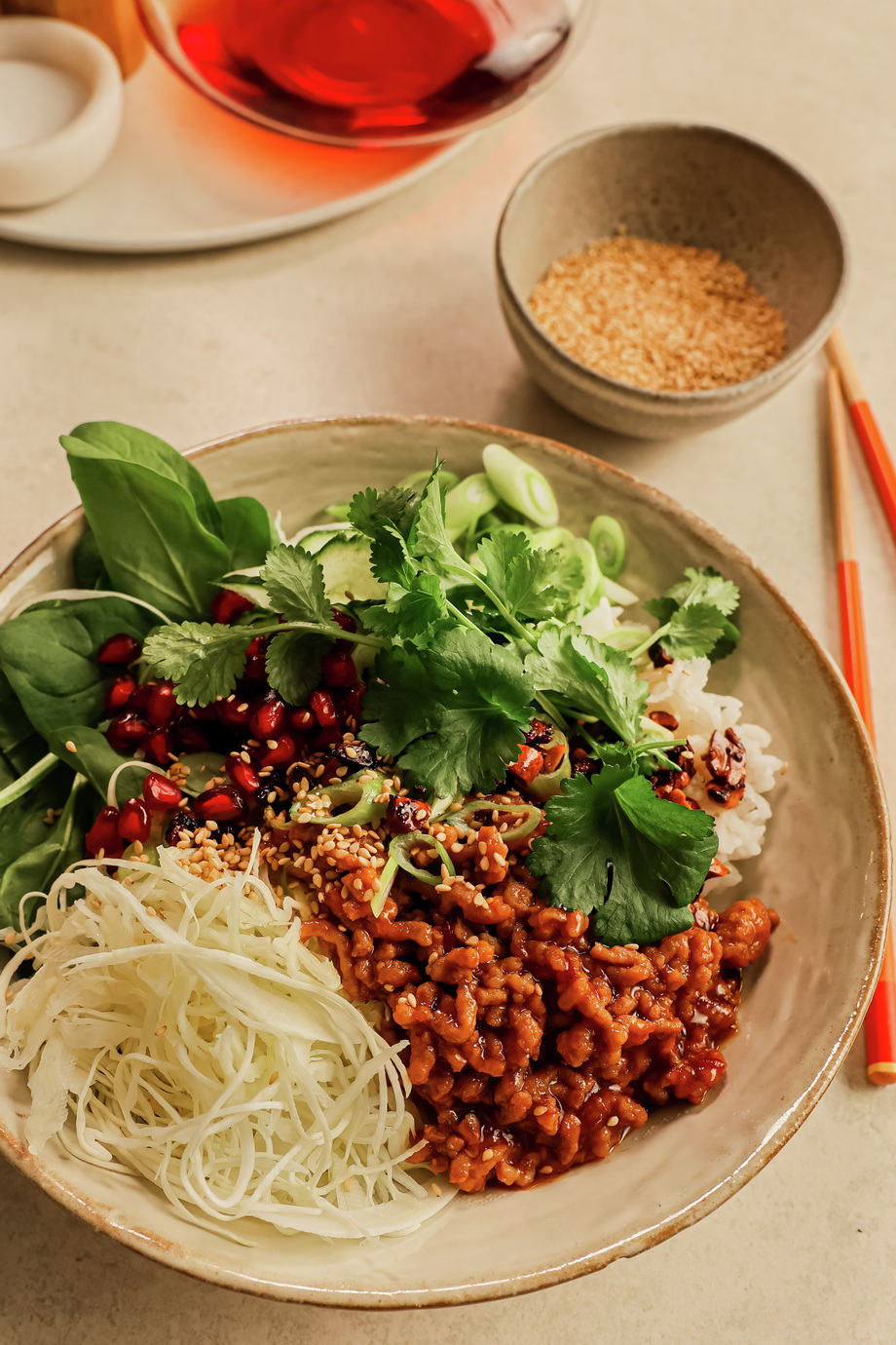 Asiatisk bowl med kjøttdeig