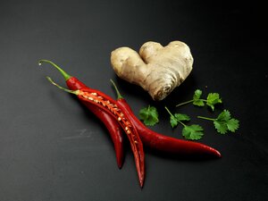 Chili, ingefær og koriander