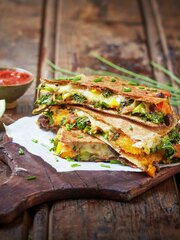 Quesadillas med grønnkål og gresskar