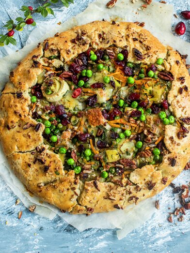 Vegetarpai med erter og mozzarella - alternativ 1