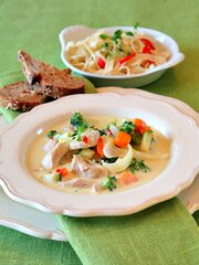 Kalkun med gorgonzola og pasta