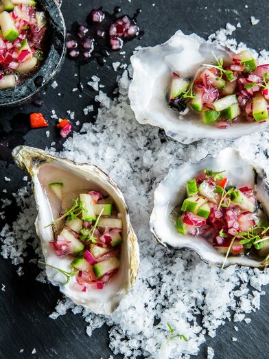 Østers med lime og agurk