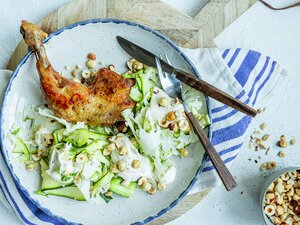 Grillet kyllinglår med frisk salat