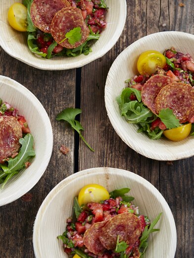 Salami med jordbærsalsa