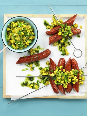 Pølser med mais- og chilisalsa