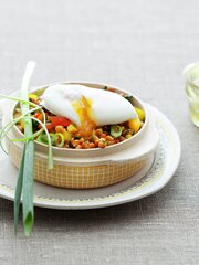 Posjert egg med linser