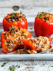 Fylt paprika med ris og karbonadedeig